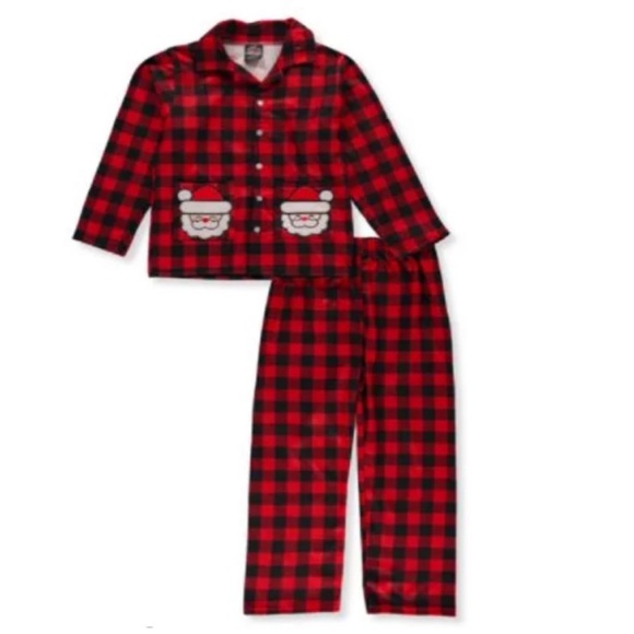 BOYS’ SANTA CHECK 2-PIECE PAJAMAS - Picture 1 of 4